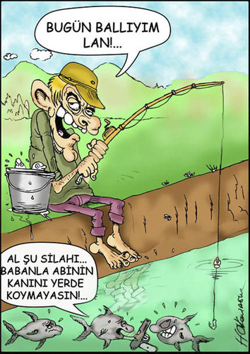Cartoon: balli balikci (medium) by hakanipek tagged töre,balk,fishing