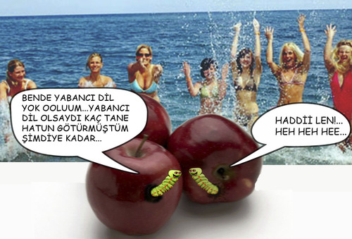 Cartoon: ELMA KURTLARI (medium) by hakanipek tagged hot,nudist,animals,worms