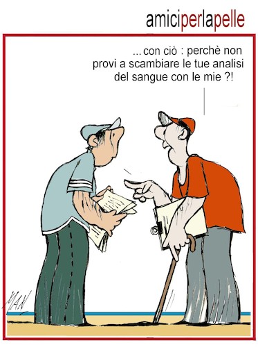 Cartoon: amici per la pelle (medium) by Enzo Maneglia Man tagged vignette,umorismo,grafico,spilli,do,man,maneglia,fighillearte,piccolo,museo