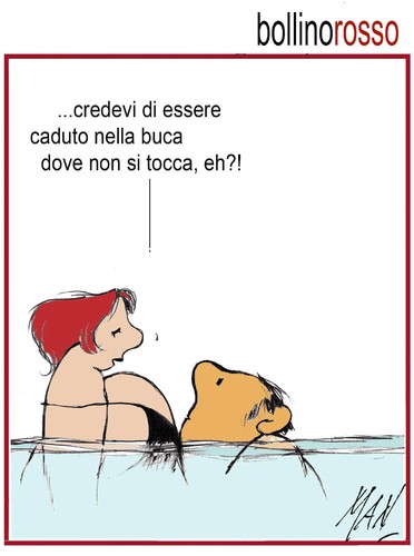 Cartoon: bollino rosso (medium) by Enzo Maneglia Man tagged cassonettari,man,bagnanti,estate,fighillearte,maneglia
