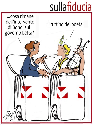 Cartoon: Bondi sulla fiducia (medium) by Enzo Maneglia Man tagged cassonettari,maneglia,man,fighillearte,bondi,fiducialetta