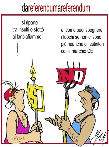 Cartoon: da referendum a referendum (medium) by Enzo Maneglia Man tagged cassonettari,man,maneglia,fighillearte,referendum