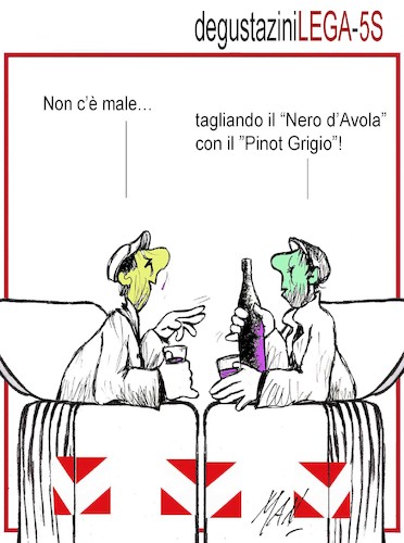 Cartoon: degustazioni Lega 5S (medium) by Enzo Maneglia Man tagged vignette,umorismo,grafico,spilli,fighillearte,maneglia,man