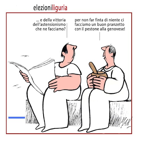 Cartoon: Elezioni Liguria (medium) by Enzo Maneglia Man tagged vignette,umorismo,grafico,spilli,fighillearte,piccolomuseo,palazzo,tani,fighille,ita