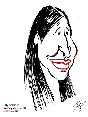 Cartoon: Elly Schlein (medium) by Enzo Maneglia Man tagged caricature,personaggi,ritratti,politici,elly,schlein