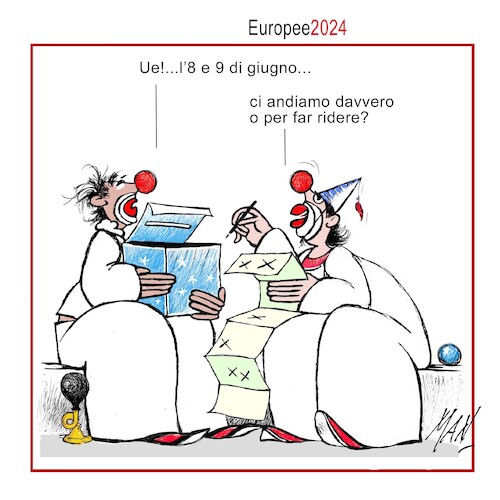 Cartoon: Europee 2024 (medium) by Enzo Maneglia Man tagged vignette,umorismo,grafico,satira,illustrazioni,spilli,fighillearte,piccolomuseo,fighille,ita
