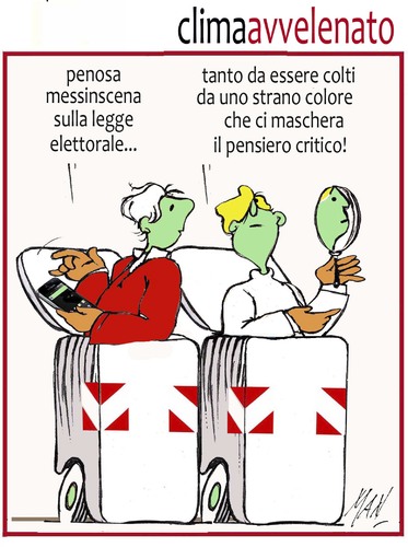 Cartoon: itterizie politiche italiane (medium) by Enzo Maneglia Man tagged man,maneglia,cassonettari,fighillearte,leggeelettorale