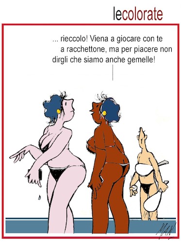Cartoon: le colorate (medium) by Enzo Maneglia Man tagged vignette,umorismo,grafico,estate,vacanze,di,agosto,maneglia,fighillearte