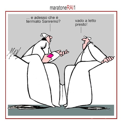 Cartoon: Maratona RAI1 Sanremo74 (medium) by Enzo Maneglia Man tagged vignette,umorismo,grafico,sanremo,2024,fighillearte,piccolomuseo,fighille,ita,maneglia