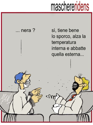 Cartoon: mascherine ridens (medium) by Enzo Maneglia Man tagged cassonettari,man,maneglia,fighillearte