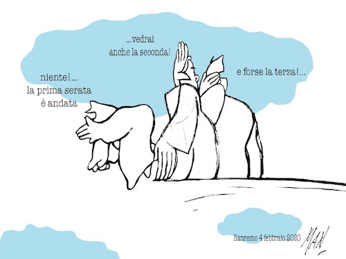 Cartoon: Sanremo 2020 prima serata (medium) by Enzo Maneglia Man tagged santremo,festival,2020,vignette,umorismo,grafico,da,fighillearte,maneglia,man