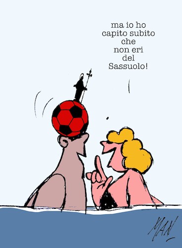 Cartoon: Sassuolo Mila finale serie A (medium) by Enzo Maneglia Man tagged vingette,umorismo,grafico,spilli,sport,calcio,serie,fighillearte,piccolomuseo,fighille,ita