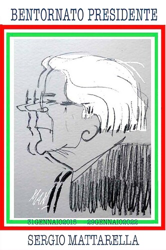 Cartoon: SERGIO MATTARELLA BIS (medium) by Enzo Maneglia Man tagged personaggi,caricature,ritratti,presidente,repubblica,italiana,sergio,mattarella,bis