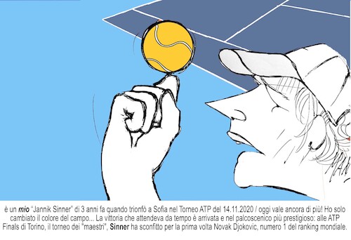 Cartoon: Sinner dopo Sofia (medium) by Enzo Maneglia Man tagged sport,tennis,atp,finals,torino,2023