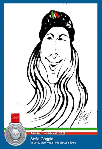 Cartoon: Sofia Goggia (medium) by Enzo Maneglia Man tagged caricatura,ritratto,grafica,personaggi,olimpiadi,invernali,pechino,2022