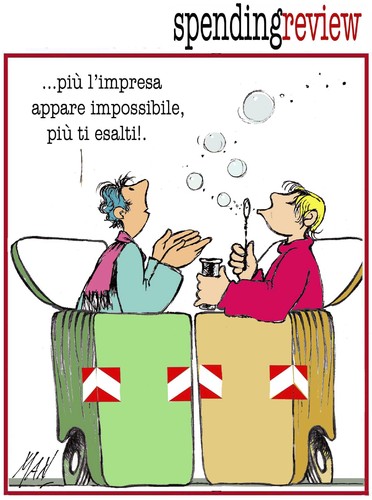 Cartoon: spending review (medium) by Enzo Maneglia Man tagged cassonettari,maneglia,man,fighillearte