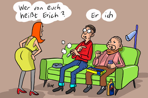 Cartoon: Erich ist hier (medium) by rene tagged erich,name,sofa,wohnzimmer