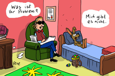 Cartoon: Osterhase (medium) by rene tagged ostern,osterhase,hase,eier,psychiater,psyche