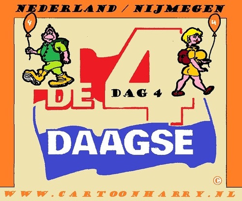 Cartoon: 4Daagse Nijmegen (medium) by cartoonharry tagged holland,nijmegen,vierdaagse,toonpool,cartoonharry,cartoonist,cartoon,wandelen