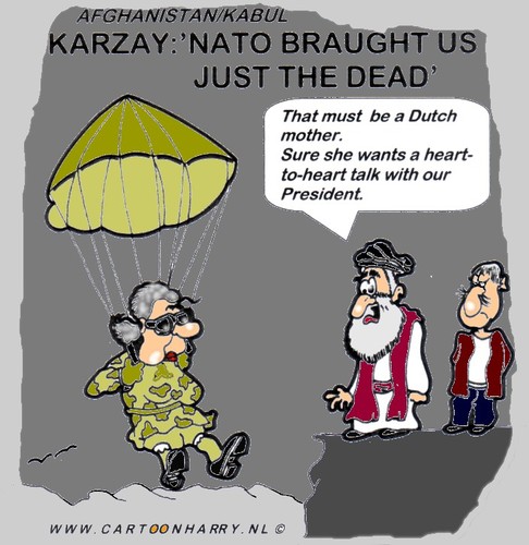 Cartoon: A Mother (medium) by cartoonharry tagged karzai,afghanistan,mother,nato,dead,cartoonharry