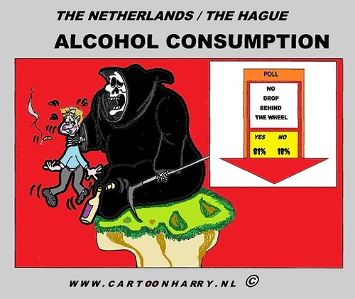 Cartoon: Alcohol (medium) by cartoonharry tagged alcohol,drive,zero,tolerance,consumption,death,cartoon,artist,man,art,arts,boy,girl,cartoonist,cartoonharry,dutch,woman,women,toonpool,toonsup,facebook,hyves,linkedin,buurtlink,deviantart