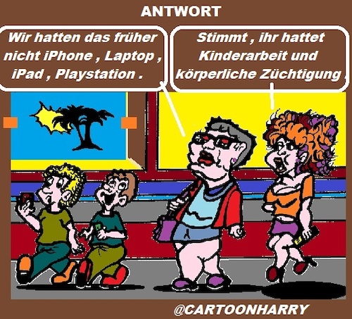 Cartoon: Antwort (medium) by cartoonharry tagged antwort,mutter,tochter,familie,jungs,kinder
