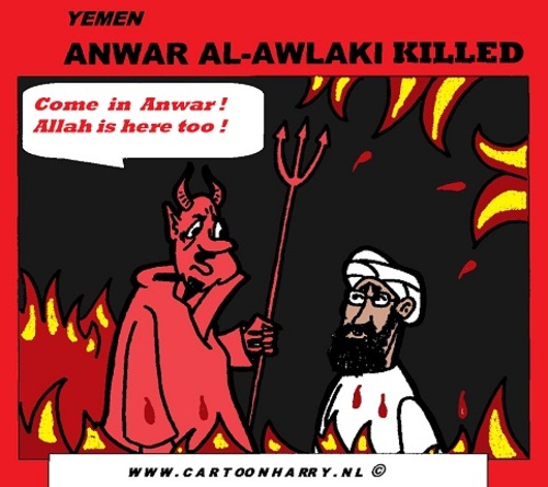 Cartoon: Anwar Al-Awlaki Killed (medium) by cartoonharry tagged killed,anwaralawlaki,yemen,drone,cartoon,cartoonist,cartoonharry,usa,dutch,toonpool