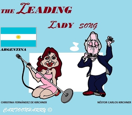 Cartoon: Argentina (medium) by cartoonharry tagged kirchner,accordeon,clarinet,vips,famous,politicians,cartoons,cartoonists,cartoonharry,dutch,toonpool