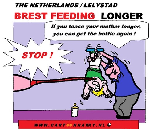 Cartoon: Breast Feeding Longer (medium) by cartoonharry tagged toonpool,bottle,dutch,cartoonist,cartoonharry,cartoon,kid,longer,feeding,breast