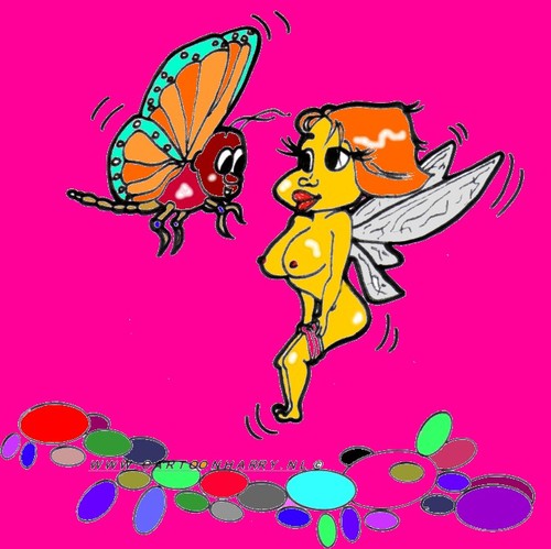 Cartoon: Butterfly (medium) by cartoonharry tagged insects,girls,nude,cartoonharry,dutch,cartoonist,toonpool