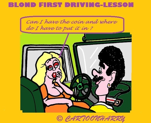 Cartoon: Coin Lesson (medium) by cartoonharry tagged drivinglessons,blond,coin