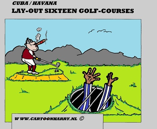 Cartoon: Cuba Golf Courses (medium) by cartoonharry tagged golf,course,cuba,money,prison,prisoner,cartoon,cartoonist,cartoonharry,dutch,toonpool