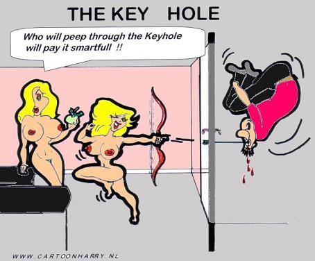 Cartoon: Dangerous Keyhole (medium) by cartoonharry tagged girls,naked,keyhole,dangerous