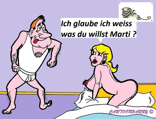 Cartoon: Der Tiger (medium) by cartoonharry tagged wissen,mädchen,bett,mann,cartoon,cartoonist,cartoonharry,dutch,toonpool