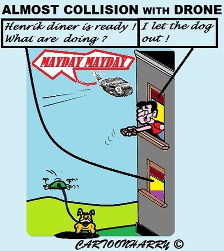 Cartoon: Dog Drone (medium) by cartoonharry tagged drone,plane,collision,dog