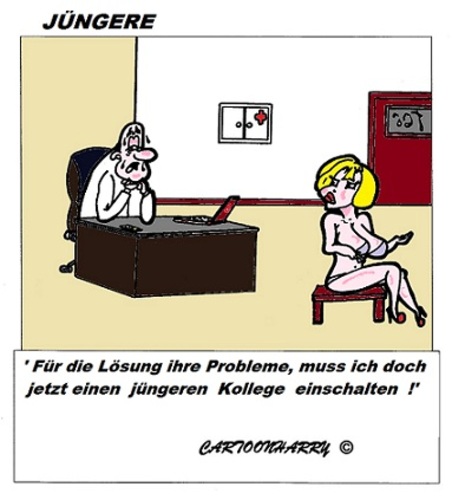 Cartoon: Ersatz (medium) by cartoonharry tagged ersatz,jung,alt,artzt,mädchen,probleme,cartoon,cartoonist,cartoonharry,dutch,toonpool