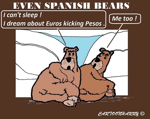 Cartoon: Even Spanish Bears (medium) by cartoonharry tagged spain,bears,economy,sleep,awake,cartoons,cartoonists,cartoonharry,dutch,toonpool