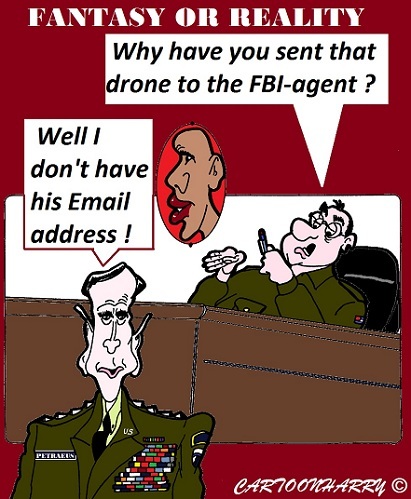 Cartoon: Fantasy (medium) by cartoonharry tagged fantasy,petraeus,usa,cia,fbi,drone,emails,cartoon,cartoonharry,caroonist,dutch,toonpool