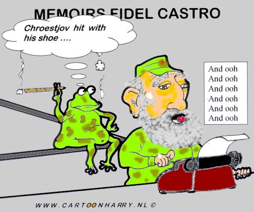 Cartoon: Fidel Castro (medium) by cartoonharry tagged castro,fidel,chroestjov,kennedy,memoirs,cartoonharry