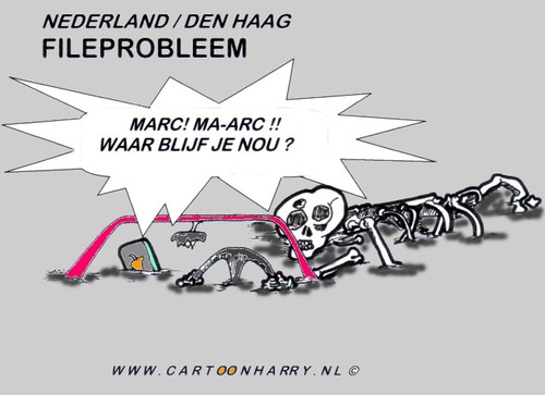 Cartoon: File Probleem (medium) by cartoonharry tagged wegennet,auto,file,geraamte,cartoonharry