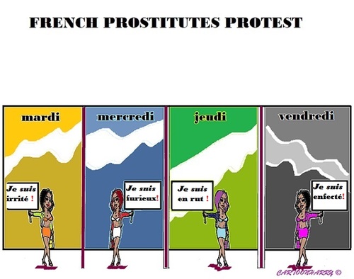Cartoon: French Hookers (medium) by cartoonharry tagged protest,prostitutes,paris,france