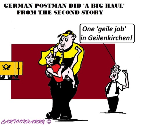 Cartoon: Geilenkirchen (medium) by cartoonharry tagged germany,geilenkirchen,postman,catching,cartoons,cartoonists,cartoonharry,dutch,toonpool