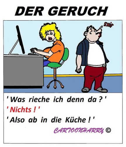 Cartoon: Geruch (medium) by cartoonharry tagged toonpool,deutsch,frau,mann,chef,nichts,geruch,dutch,cartoonharry,cartoonist,cartoon,küchen