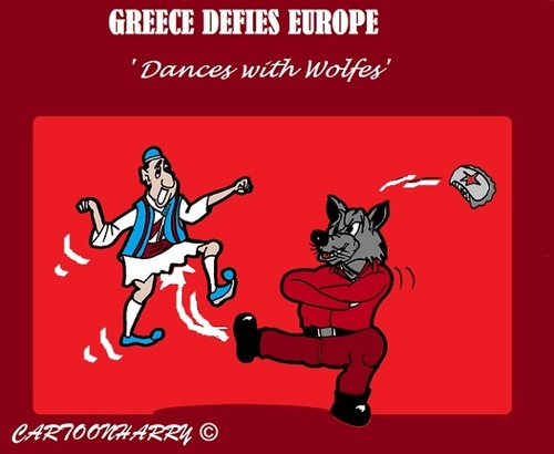 Cartoon: Greece Today (medium) by cartoonharry tagged greece,europe,russia,wolfe,unreliable