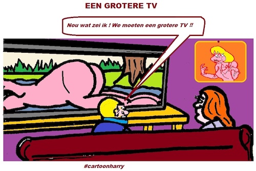 Cartoon: Grotere TV (medium) by cartoonharry tagged tv,cartoonharry