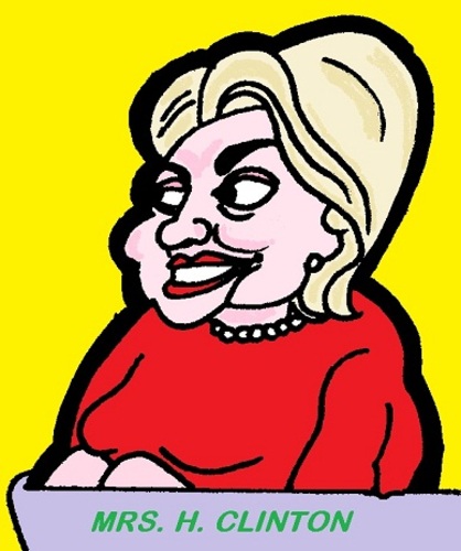 Cartoon: Hillary Clinton (medium) by cartoonharry tagged woman,dutch,cartoonharry,cartoonist,drawing,arts,art,usa,office,foreign,artist,comix,comic,comics,cartoon,cigar,clinton,bill,hillary