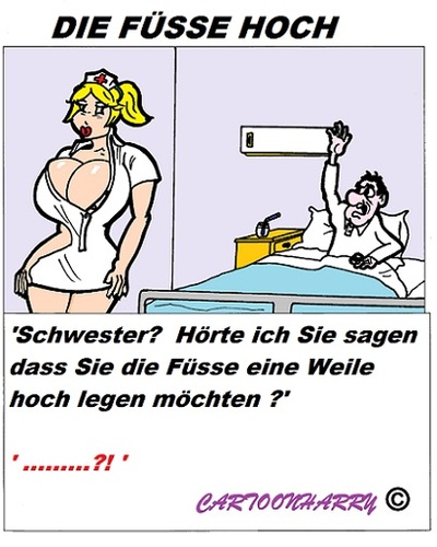 Cartoon: Hoch die Füsse (medium) by cartoonharry tagged krank,krankenhaus,schwester,cartoon,cartoonist,cartoonharry,dutch,holland,deutsch,toonpool