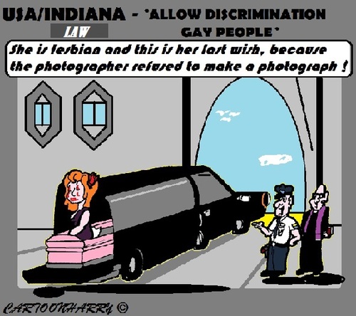 Cartoon: Indiana Law (medium) by cartoonharry tagged indiana,usa,gay,law,discrimination