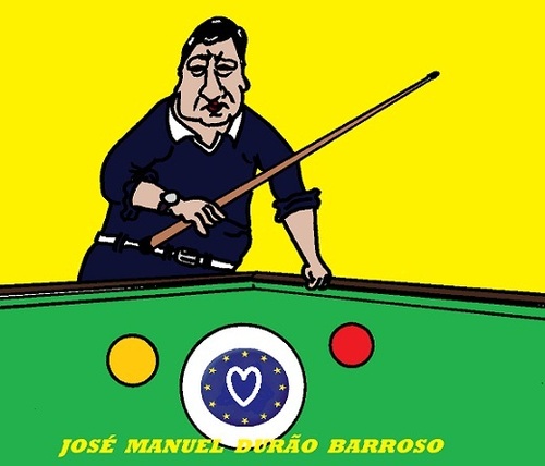 Cartoon: Jose Barroso (medium) by cartoonharry tagged toonpool,dutch,cartoonist,cartoonharry,cartoon,game,play,caricature,billiard,europ,barroso