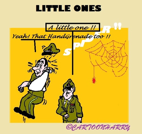 Cartoon: Just a Little (medium) by cartoonharry tagged handgrenade,spider,military,soldiers,shock